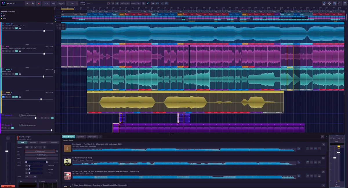 Struktur-Band und Stem-Matrix über dem Arrangement.