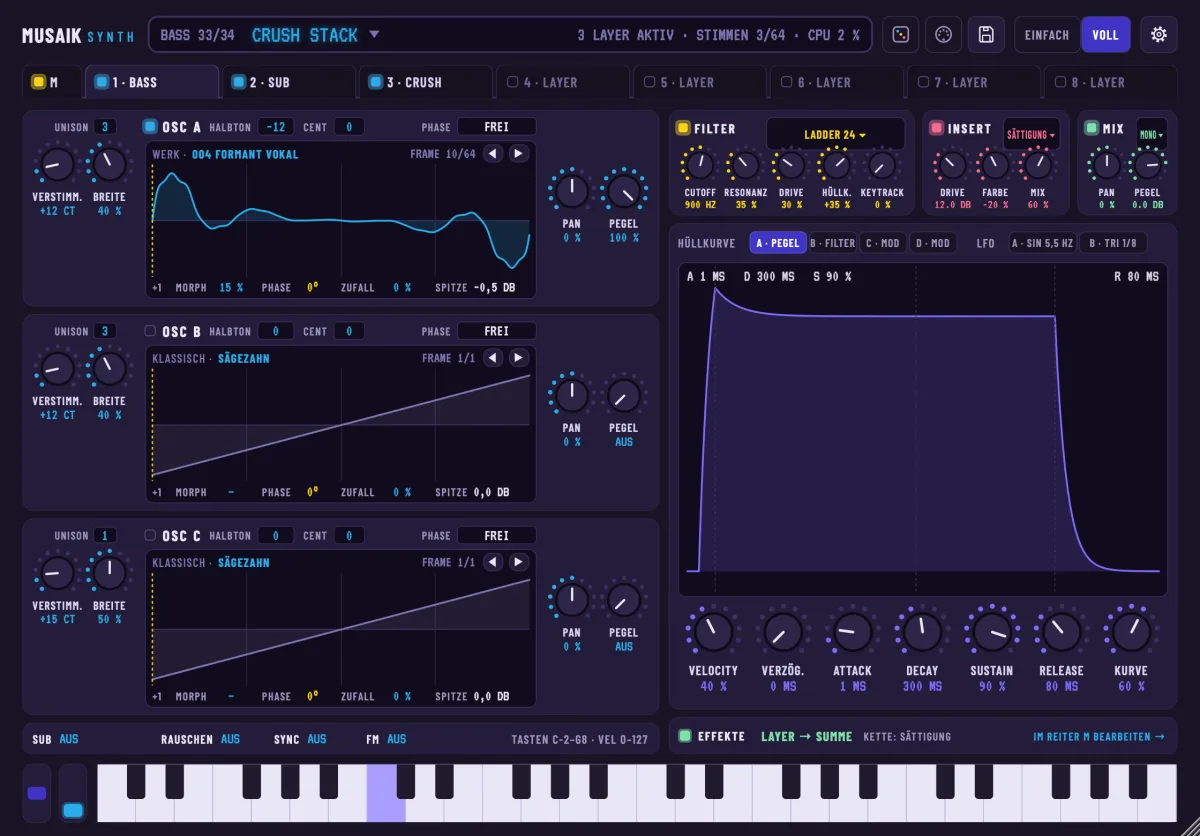 musaik Synth, Layer-Seite