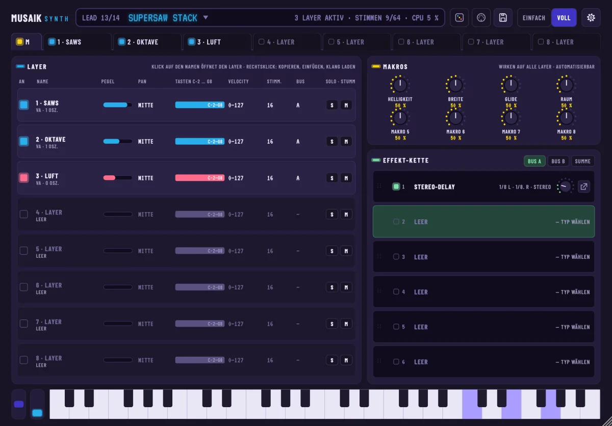 musaik Synth, Reiter M